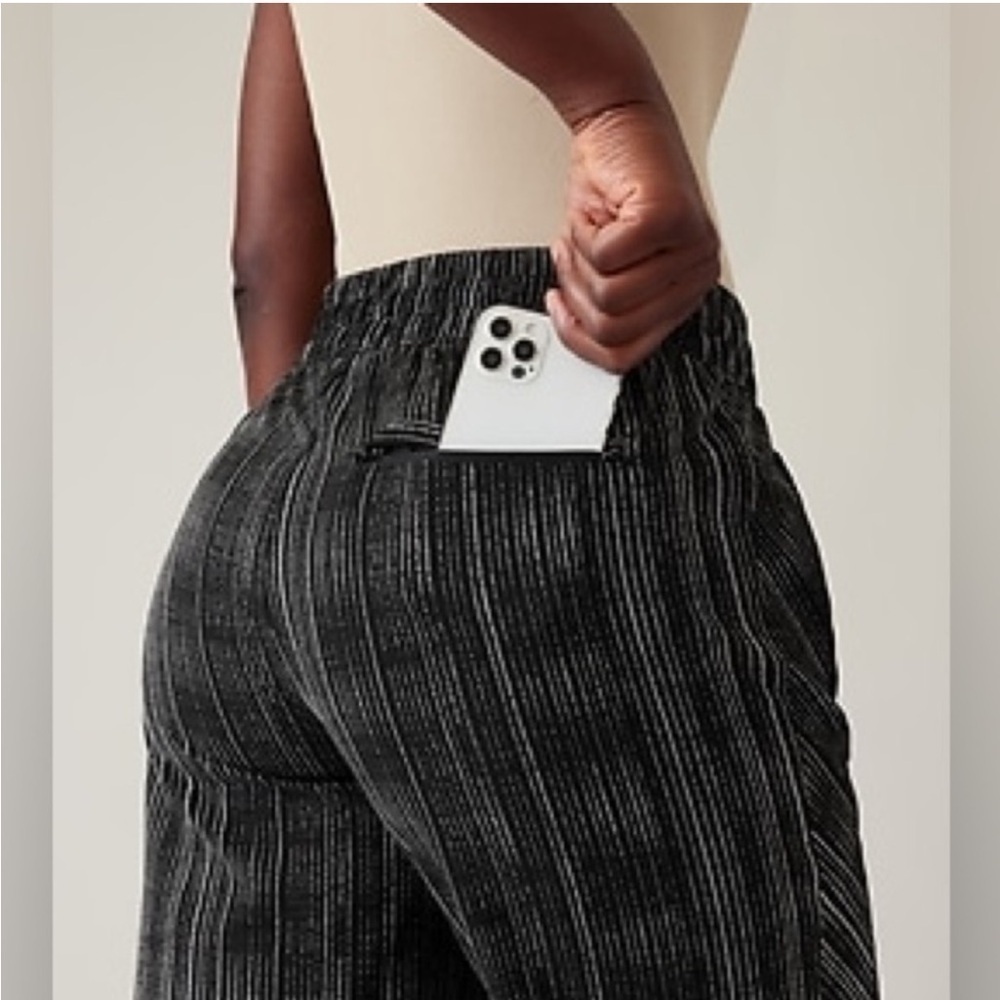 Athleta High Rise Arrival Pants in Amara Stripe Black 4 - Picture 2 of 10